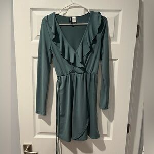 H&M Green Ruffle Wrap Dress